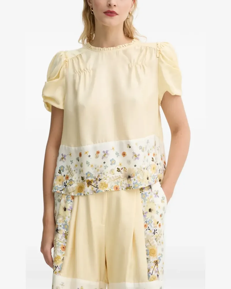 MUNTHE floral-print puff-sleeve top - Gelb Gelb