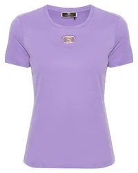 Elisabetta Franchi T-Shirt mit Logo-Schild Violett