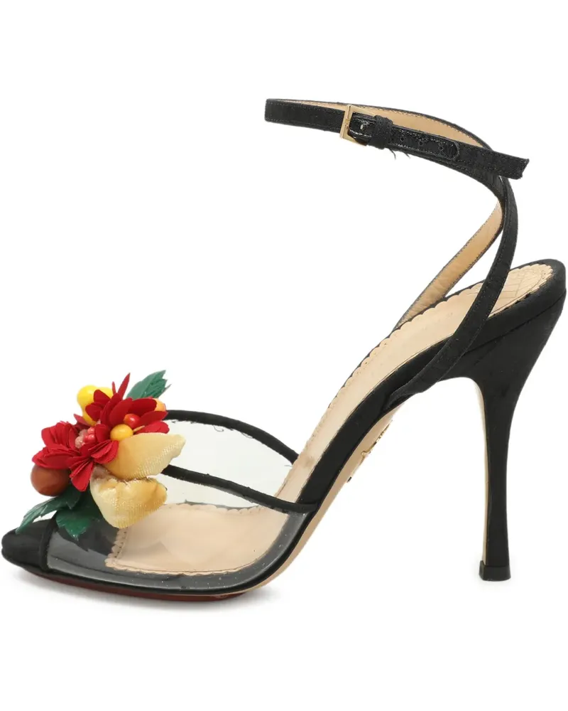 Charlotte Olympia Tropicana Sandalen mit Blumen - Schwarz Schwarz