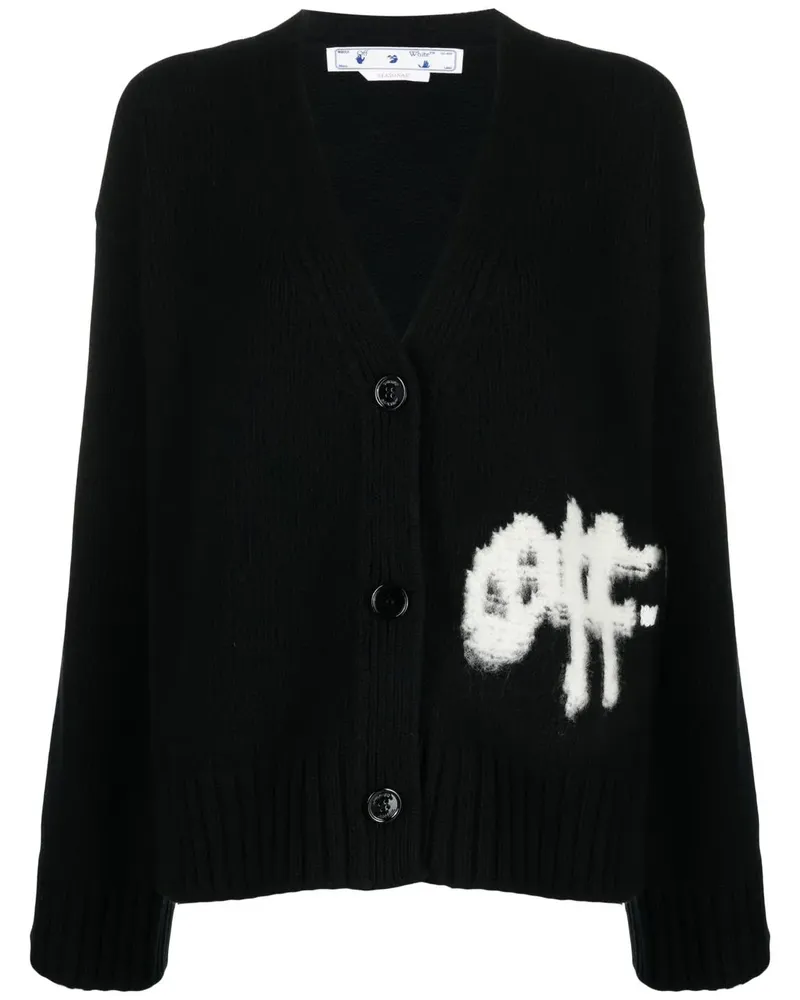 OFF-WHITE Intarsien-Cardigan mit Logo - Schwarz Schwarz