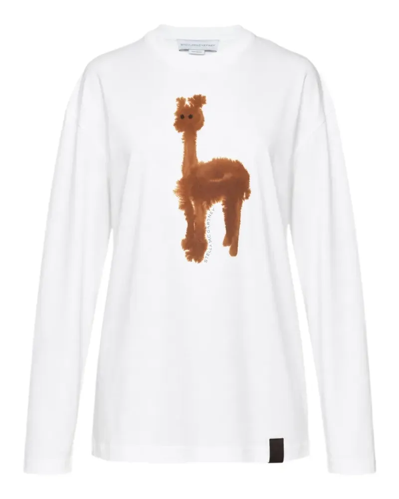 Stella McCartney Langarmshirt mit Alpaka-Print - Weiß Weiß