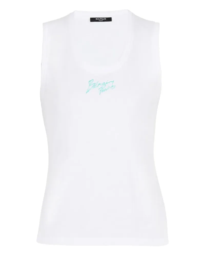 Balmain Trägershirt mit Logo-Print - Weiß Weiß