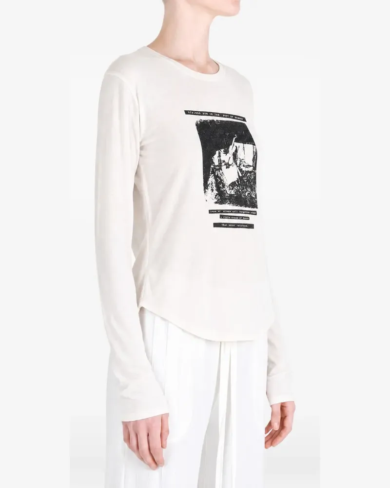 Ann Demeulemeester Dot graphic-print long-sleeved t-shirt - Weiß Weiß