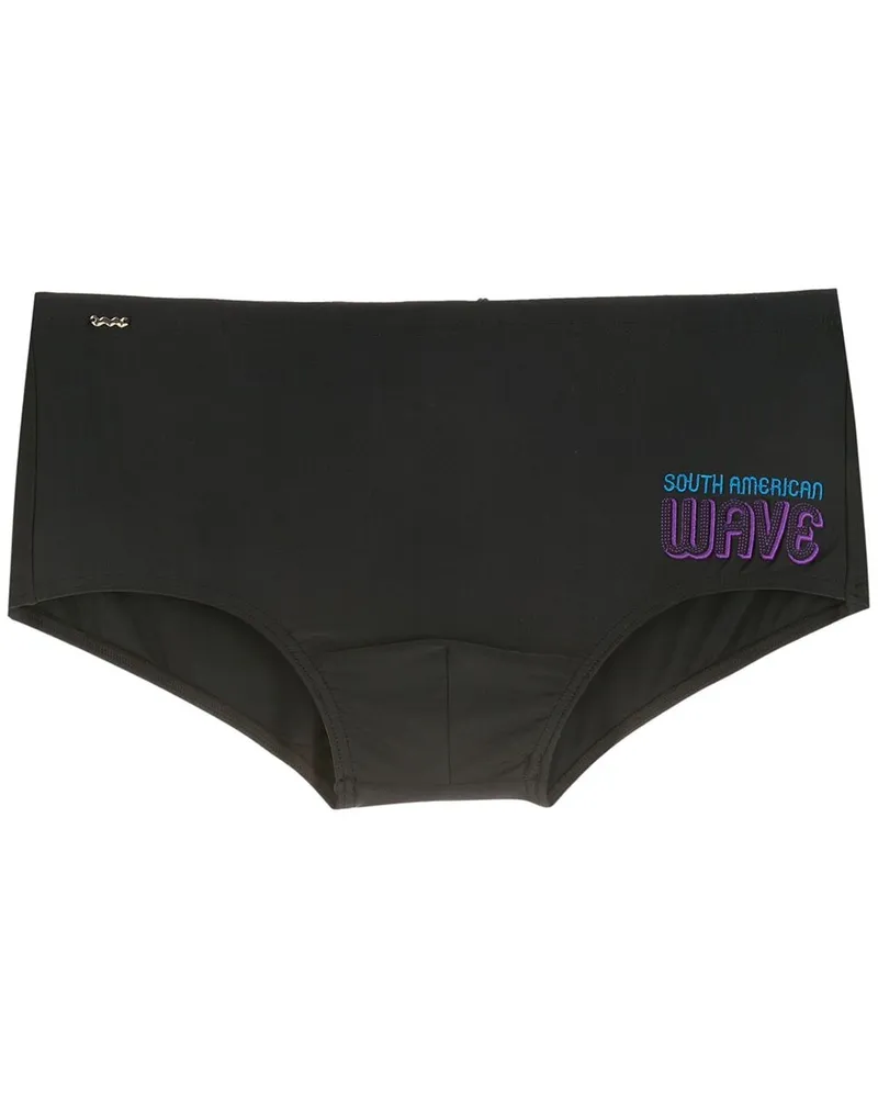 Amir Slama Badehose mit Logo-Print - Schwarz Schwarz