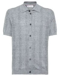 Brunello Cucinelli Poloshirt mit Knopfleiste Grau