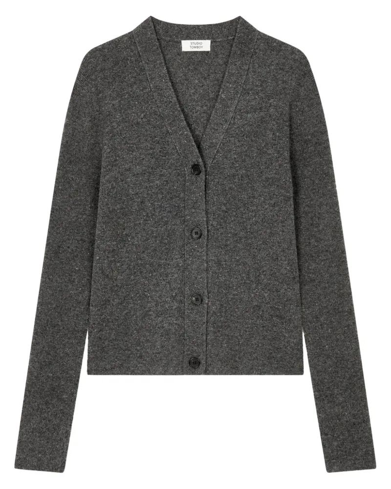 STUDIO TOMBOY Fein gerippter Cardigan - Grau Grau