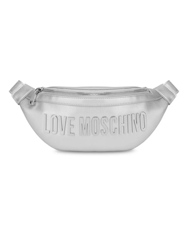 Moschino Gürteltasche mit Logo-Schild - Silber Silber
