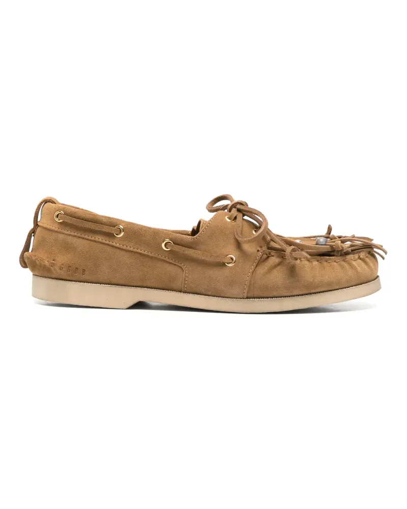 Golden Goose fringed bead-embellished boat shoes - Nude Nude