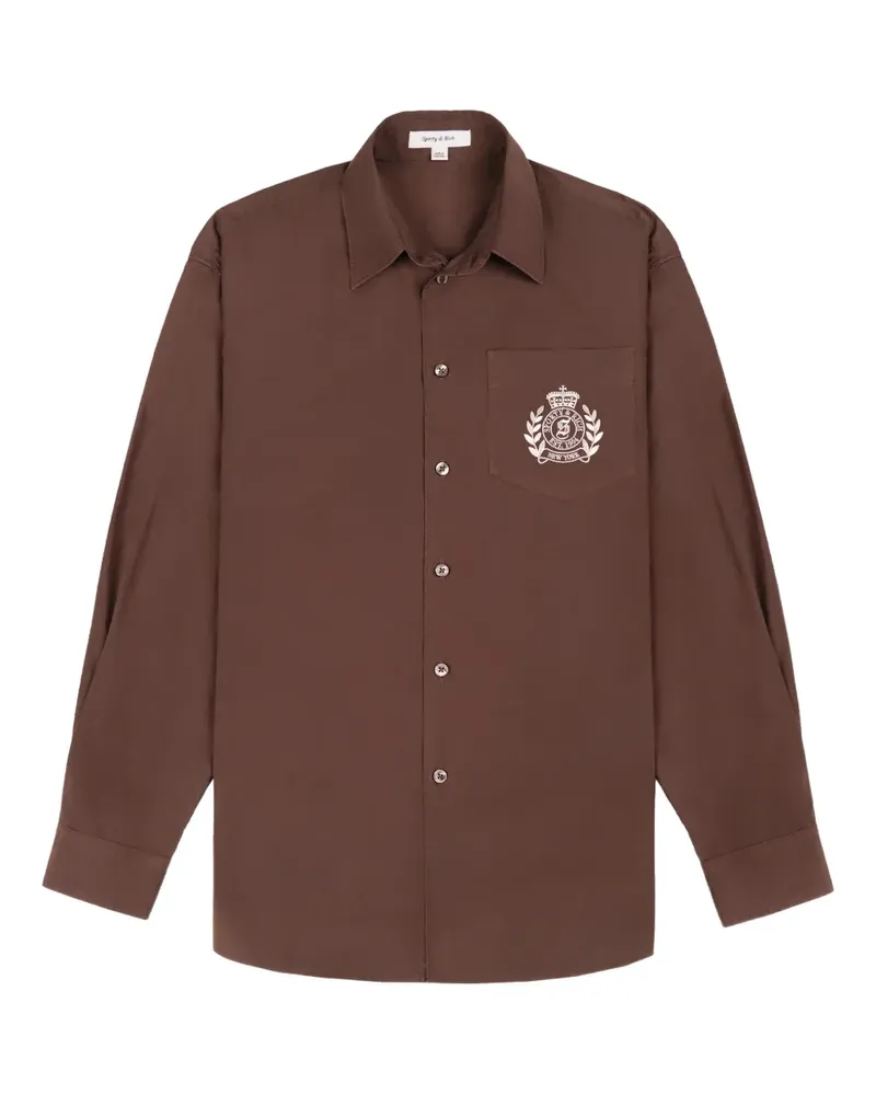 SPORTY & RICH H&W Crest T-Shirt - Braun Braun