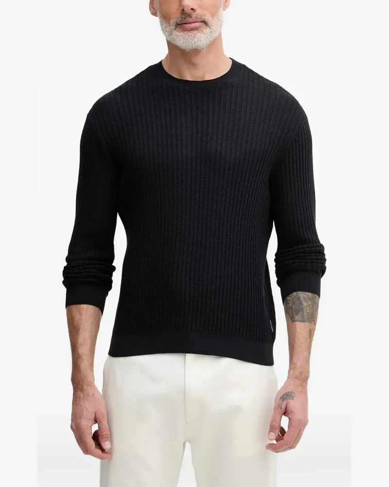 Armani Exchange Gerippter Strickpullover - Schwarz Schwarz