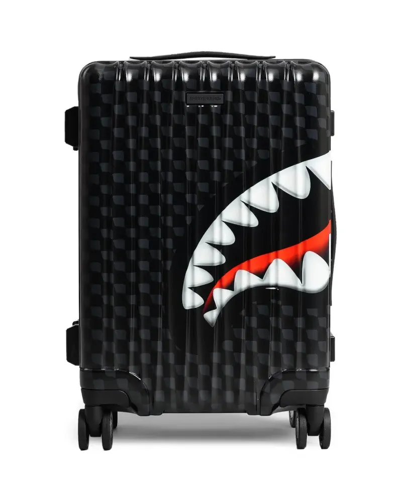 Sprayground Shark Mouth checkered suitcase - Schwarz Schwarz
