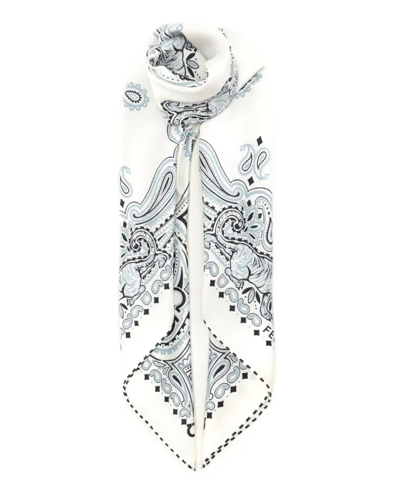 Ferragamo Seidenschal mit Gancini Arabesque-Print - Weiß Weiß