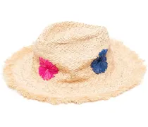 Strohhut mit Stickerei - Nude