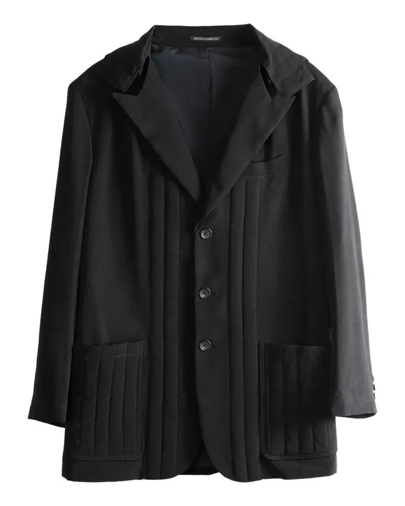 Yohji Yamamoto Gesteppter Blazer mit Kapuze - Schwarz Schwarz
