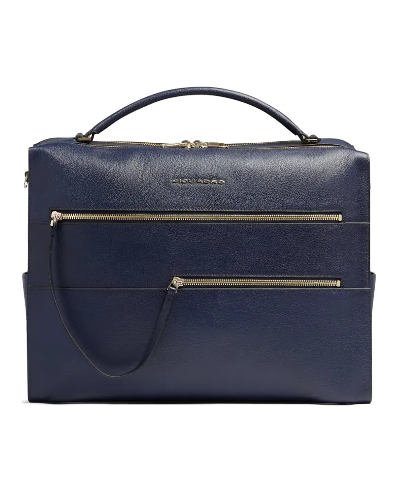 Piquadro Laptoptasche aus gekörntem Leder - Blau Blau