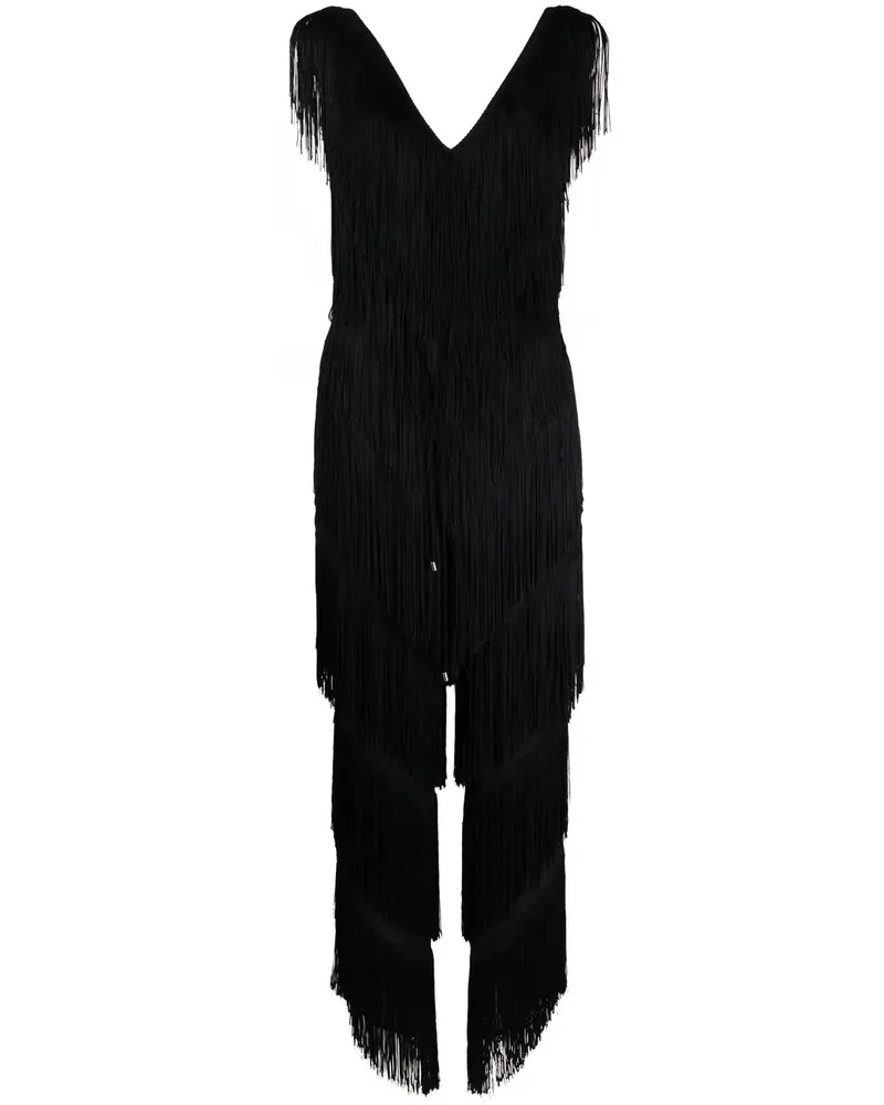 Pinko Kleid mit Fransen - Schwarz Schwarz