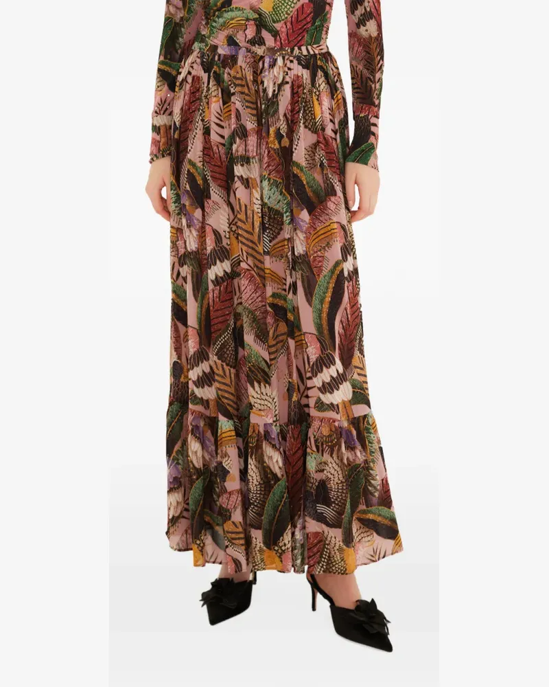 FARM Rio Artisanal Birds maxi skirt - Rosa Rosa