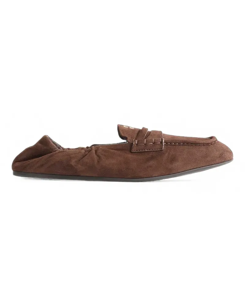 Miu Miu Geraffte Loafer aus Wildleder - Braun Braun