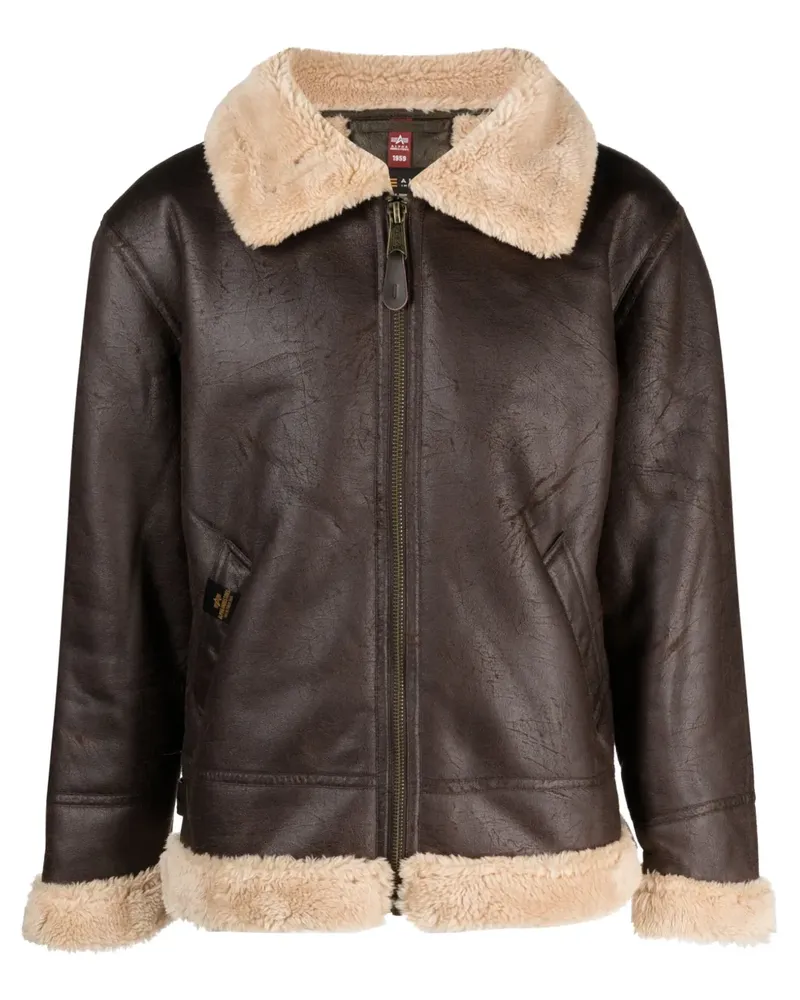 Alpha Industries B3 FL Jacke aus Faux-Leder - Braun Braun