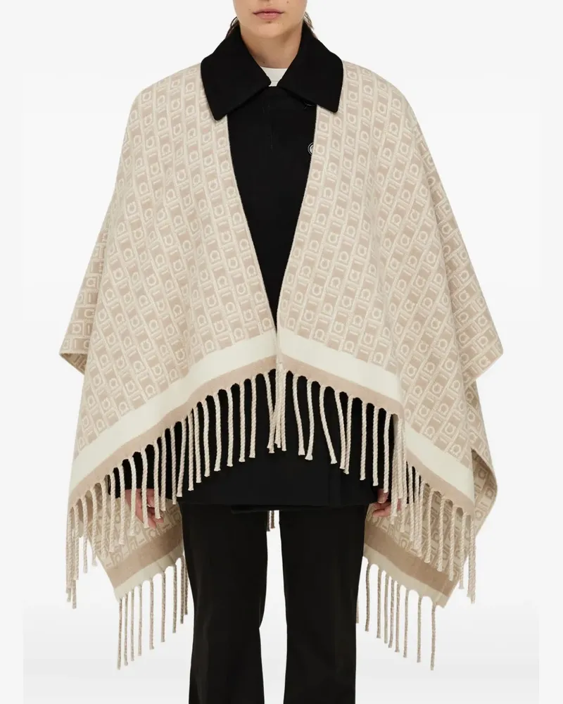 Ferragamo Fransen-Cape mit Gancini-Muster - Nude Nude