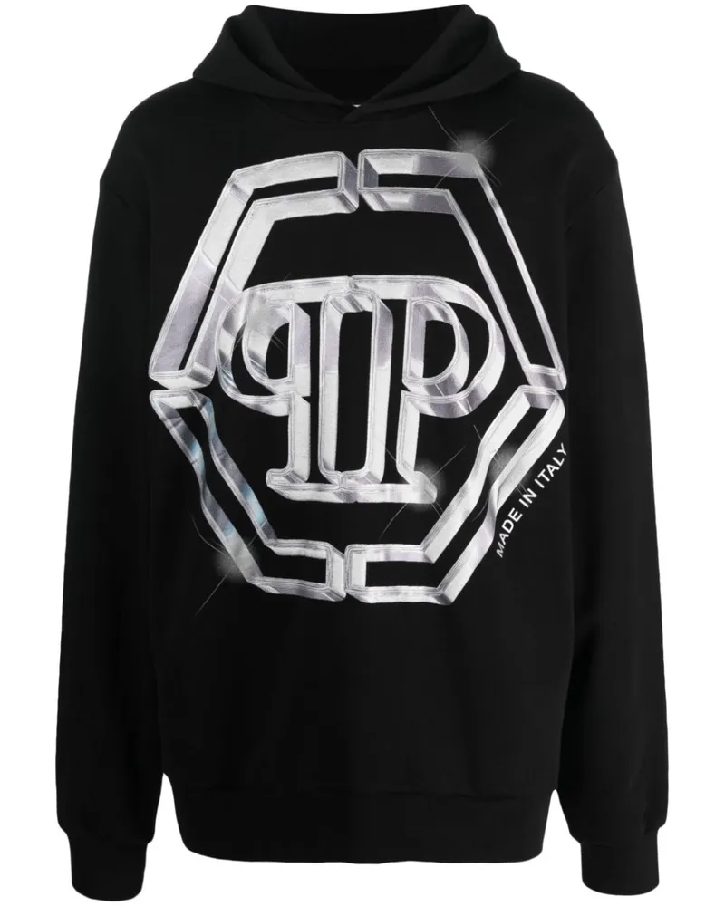 Philipp Plein Hoodie mit Logo-Print - Schwarz Schwarz