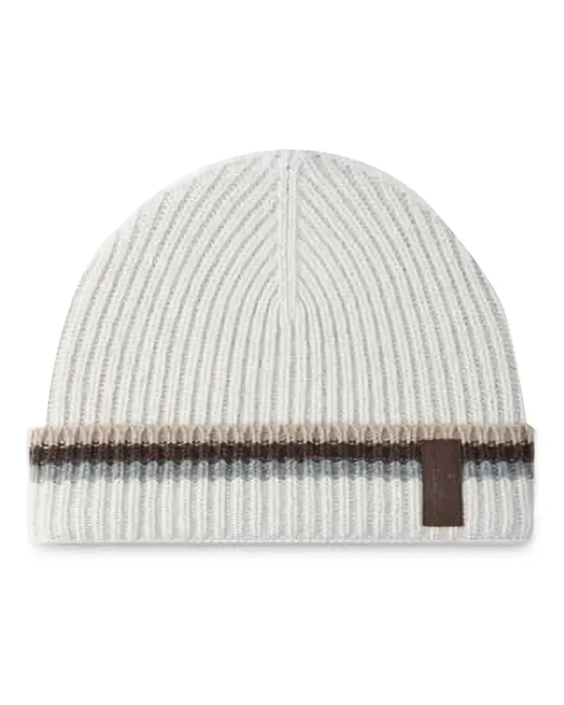Paul & Shark Gerippte Beanie - Nude Nude