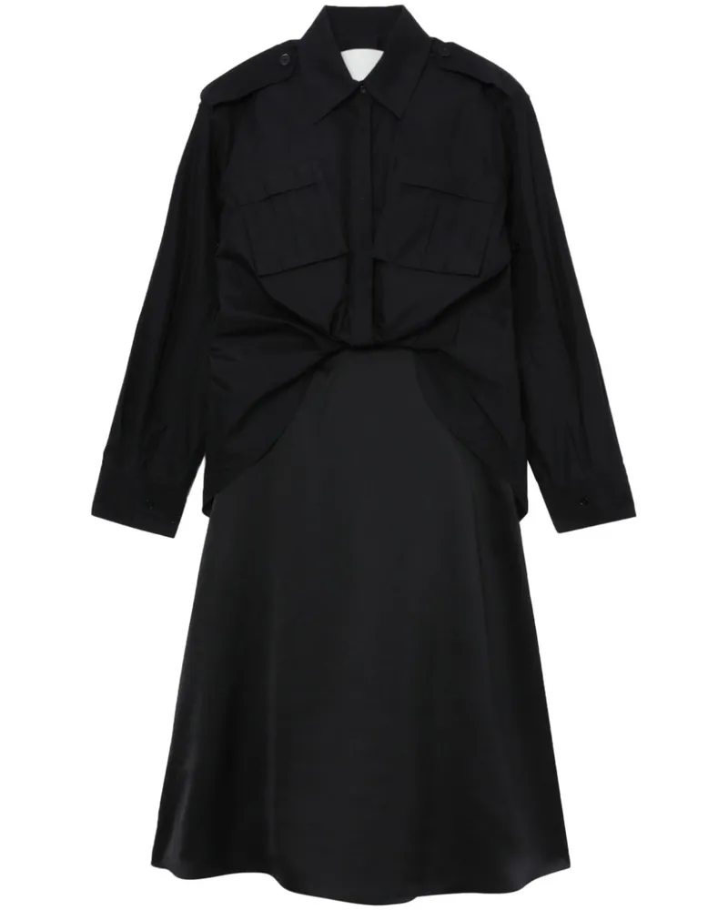 3.1 phillip lim Drapiertes Hemdkleid - Schwarz Schwarz