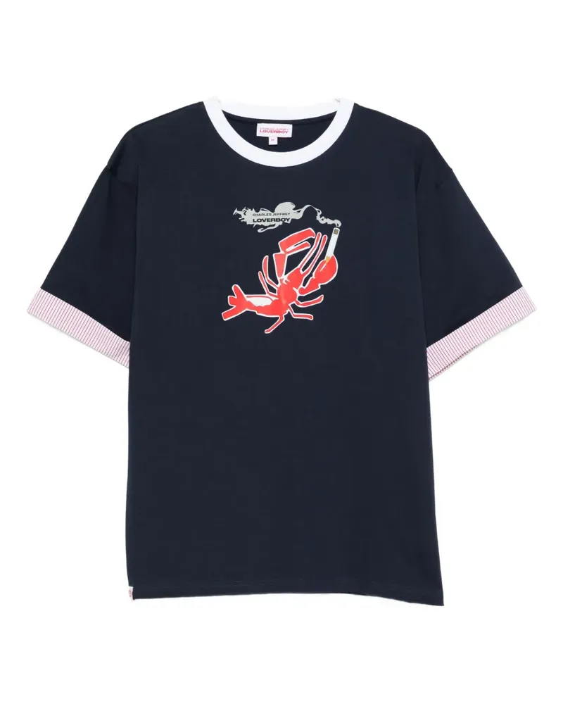 Charles Jeffrey Loverboy Turn Up lobster-print T-shirt - Blau Blau