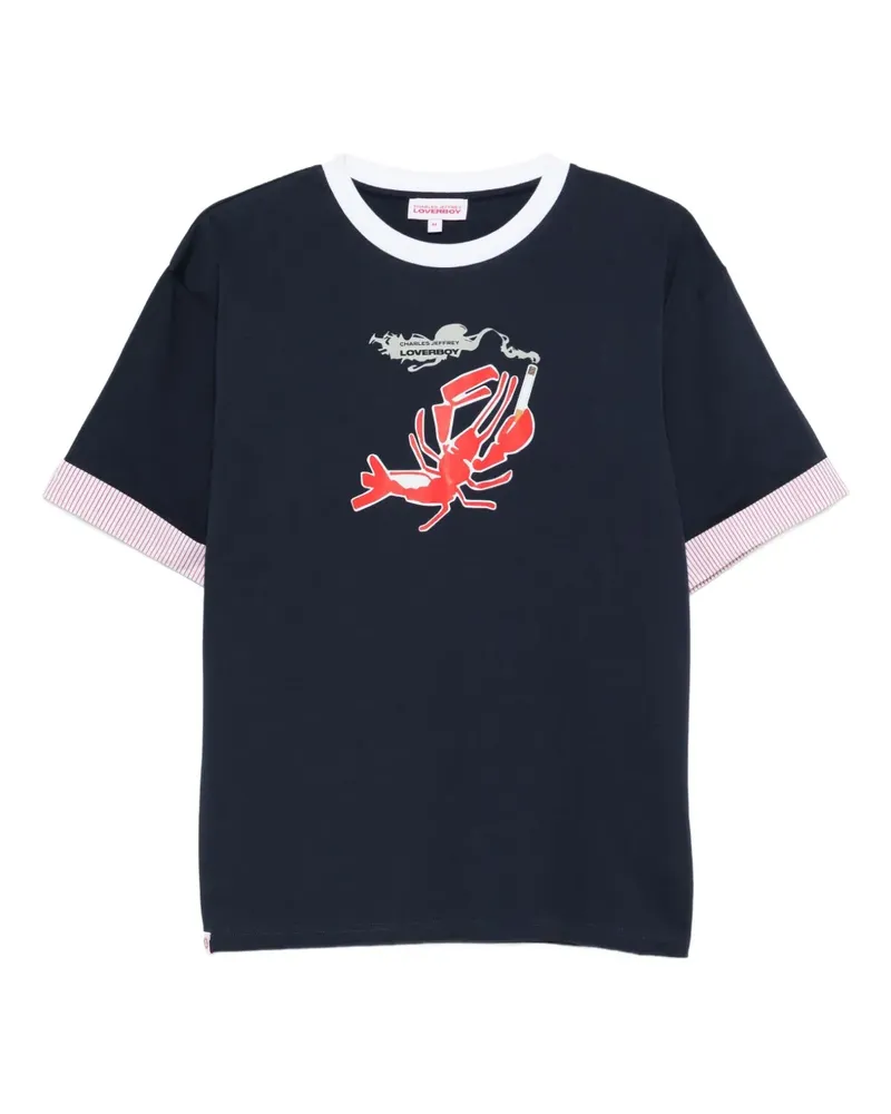 Charles Jeffrey Loverboy Turn Up T-Shirt mit Hummer-Print - Blau Blau