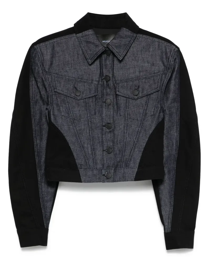 Thierry Mugler Jeansjacke in Colour-Block-Optik - Blau Blau