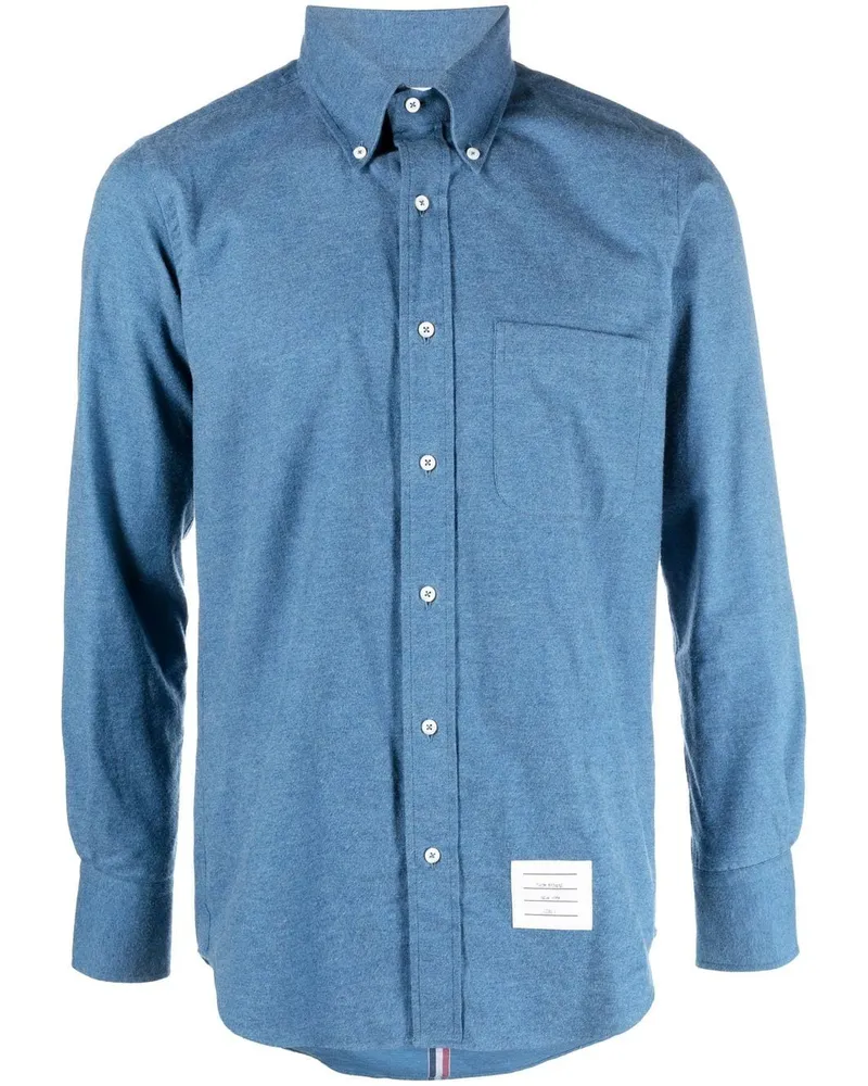 Thom Browne Jeanshemd mit Logo-Patch - Blau Blau