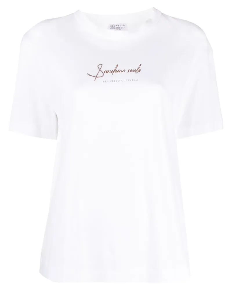 Brunello Cucinelli T-Shirt mit Slogan-Print - Weiß Weiß