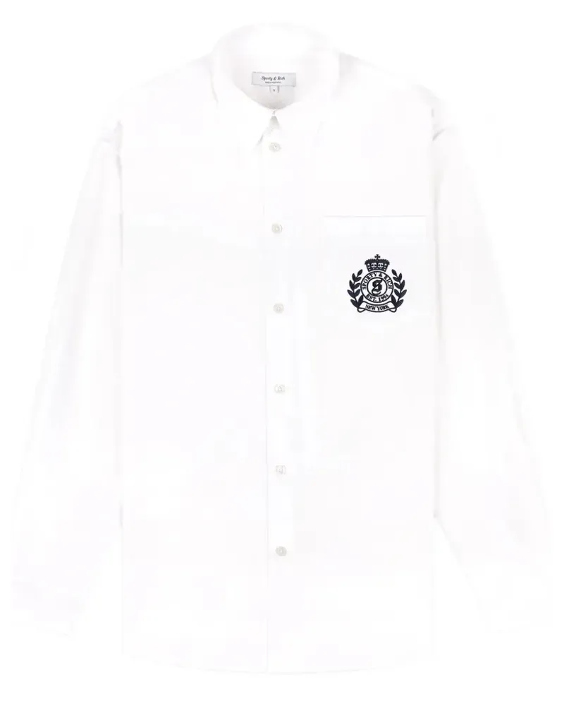 SPORTY & RICH NY Crest Oversized-Hemd - Weiß Weiß