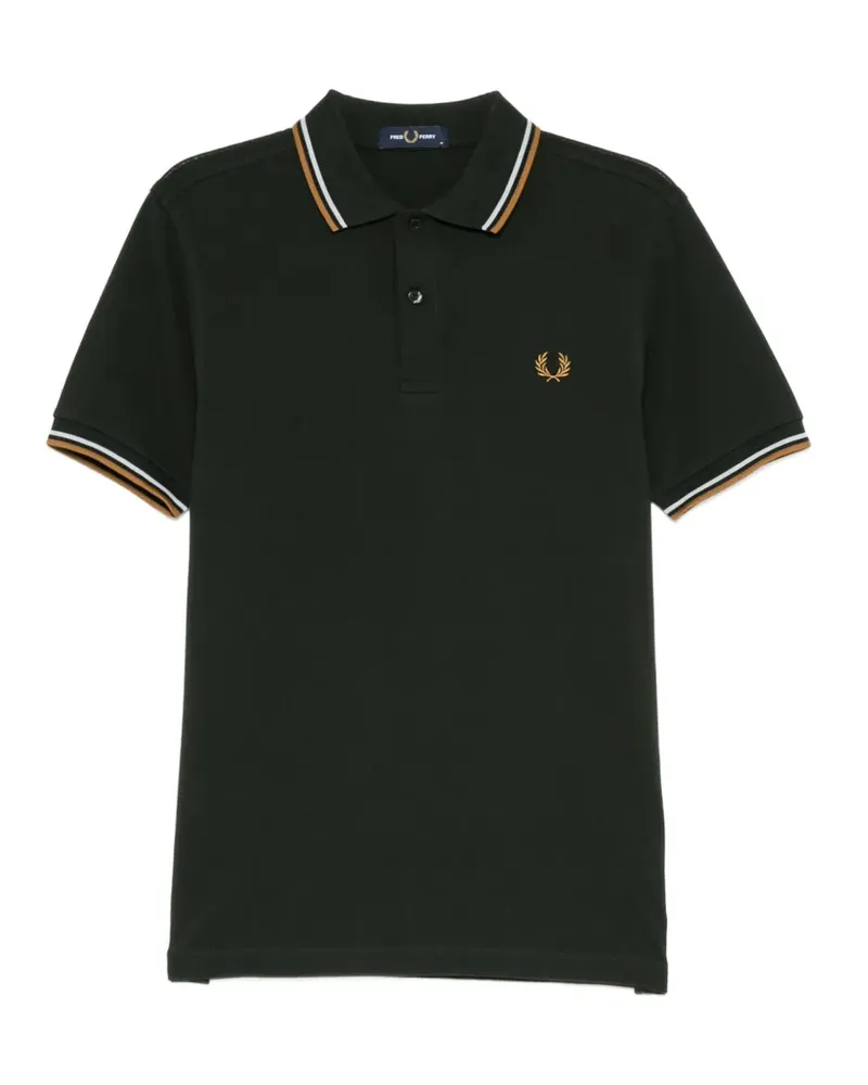 Fred Perry Poloshirt aus Twill mit Kontrastbesatz - Grün Grün