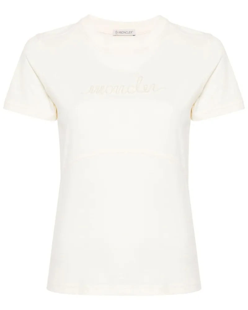 Moncler T-Shirt mit Logo-Stickerei - Nude Nude