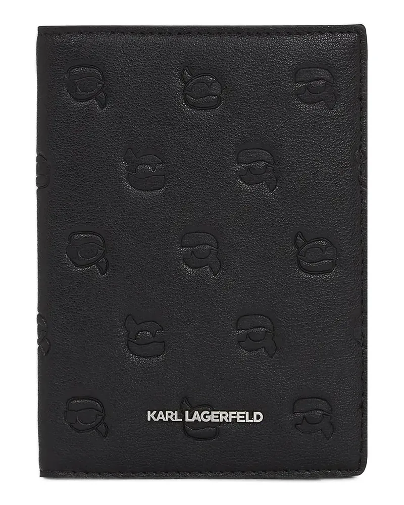 Karl Lagerfeld Ikon Pass-Etui mit Monogramm - Schwarz Schwarz