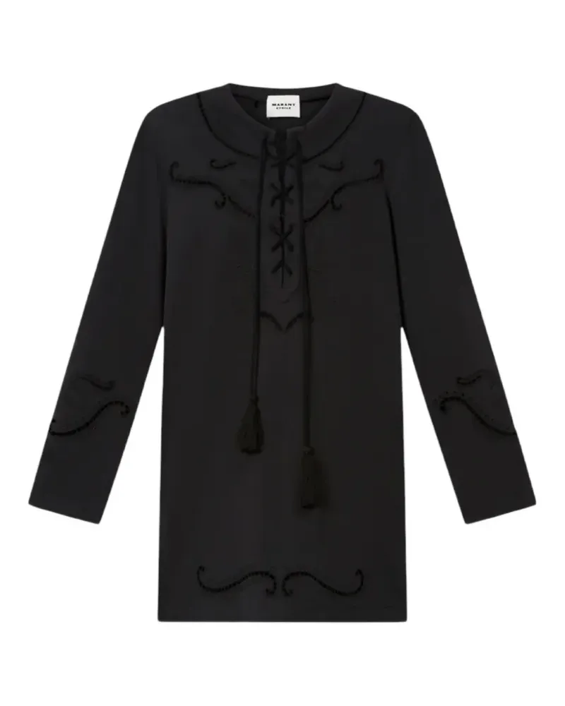 Isabel Marant Elka Kleid mit Lochstickerei - Schwarz Schwarz