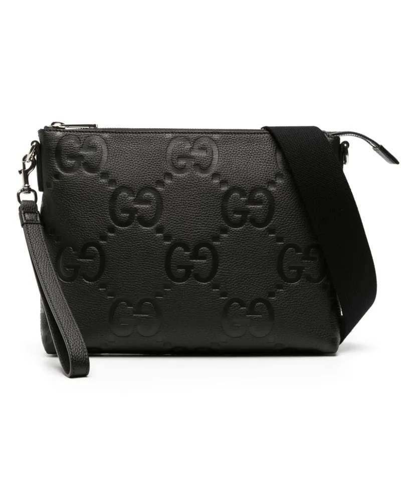 Gucci Mittelgroße Kuriertasche mit Jumbo GG - Schwarz Schwarz