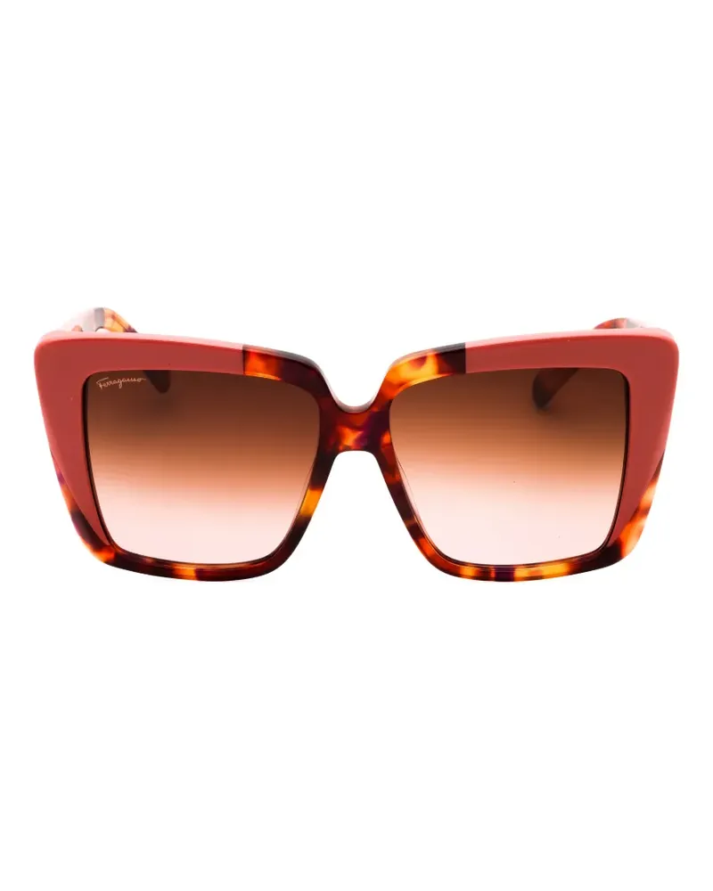 Ferragamo Sonnenbrille mit eckigem Gestell - Rot Rot