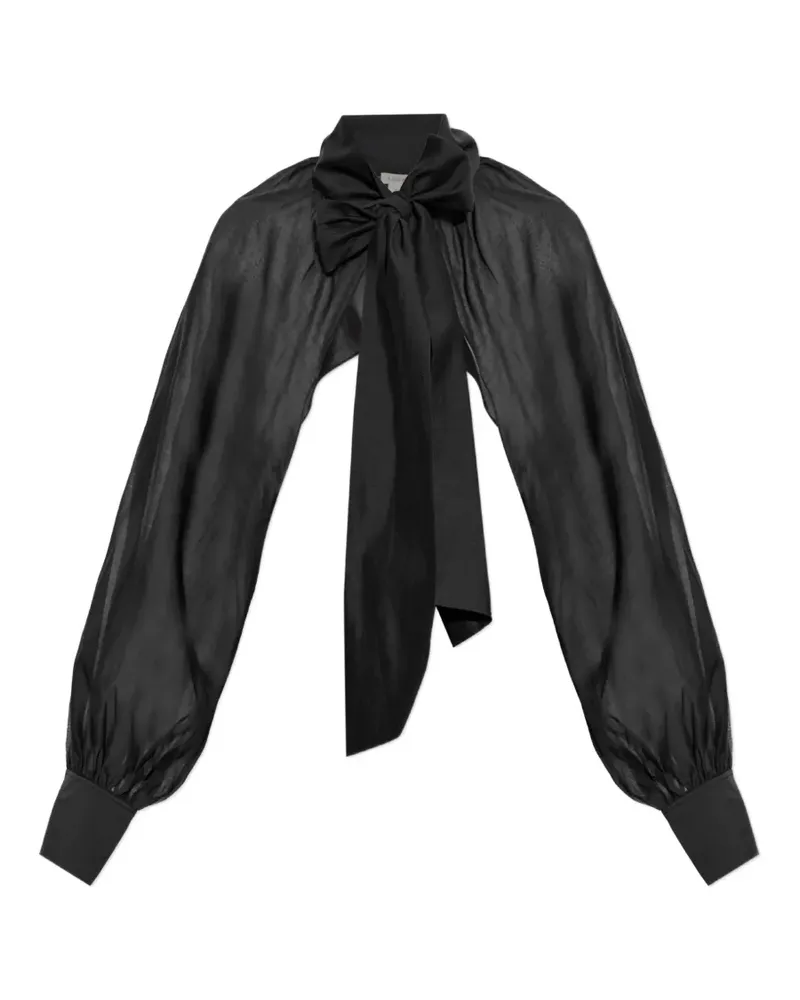 By Malene Birger Canny bow sheer top - Schwarz Schwarz