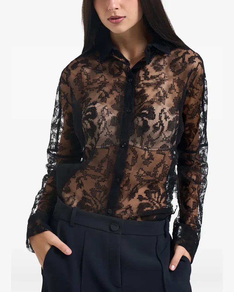 Semicouture semi-sheer lace shirt - Schwarz Schwarz