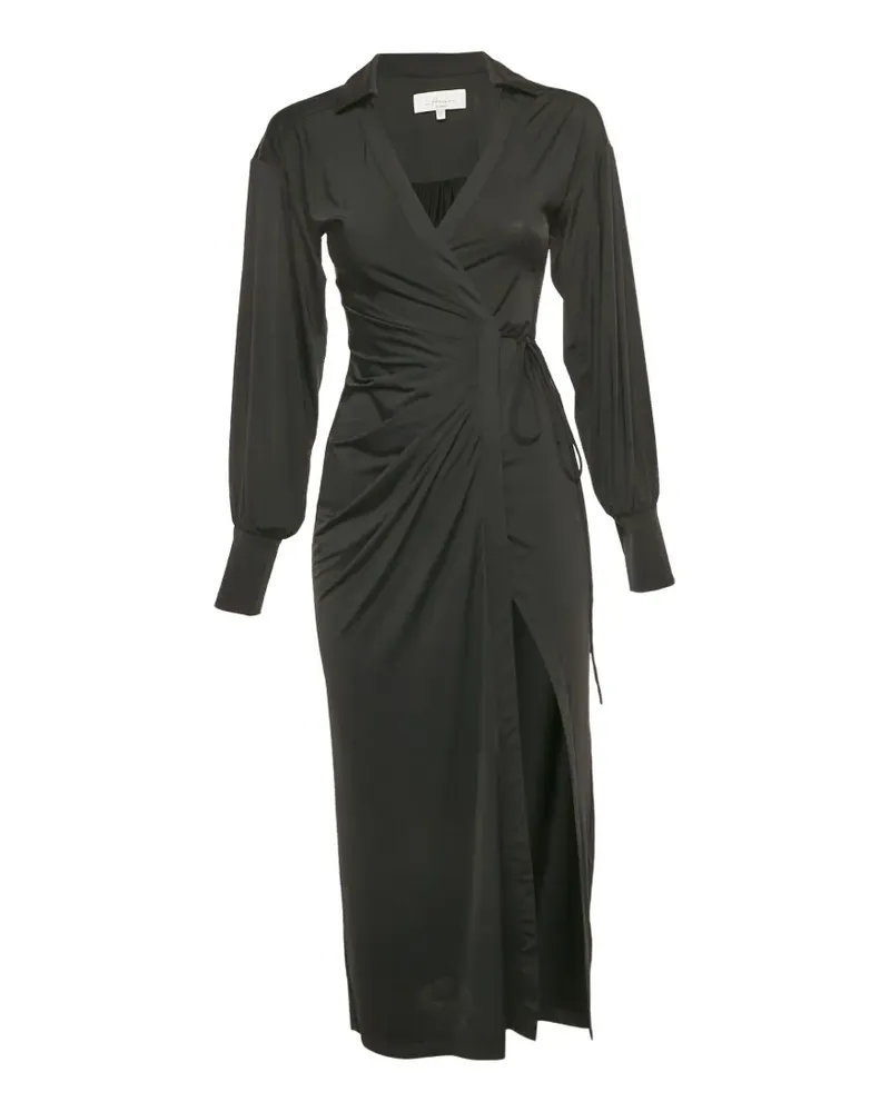 L'Agence Drapiertes Wickelkleid - Schwarz Schwarz