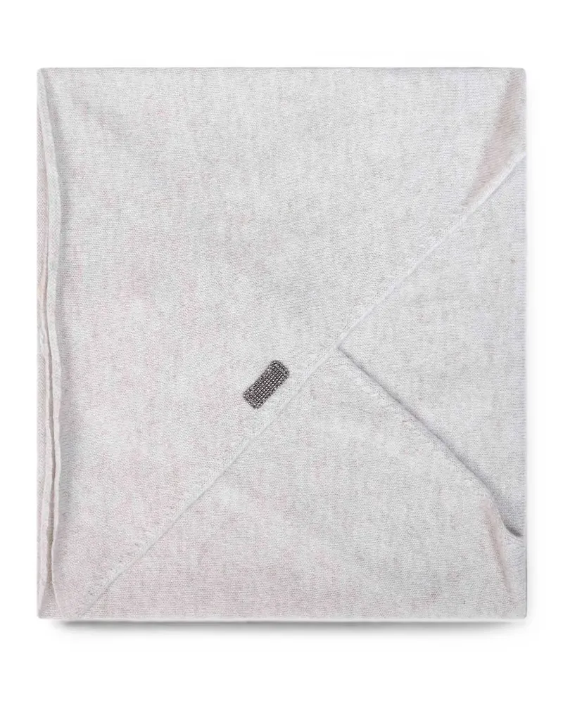 Brunello Cucinelli monili-embroidered cashmere scarf - Grau Grau