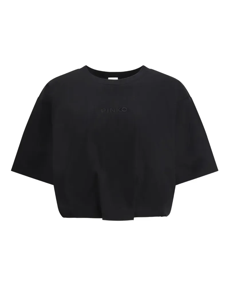 Pinko Cropped-T-Shirt - Schwarz Schwarz