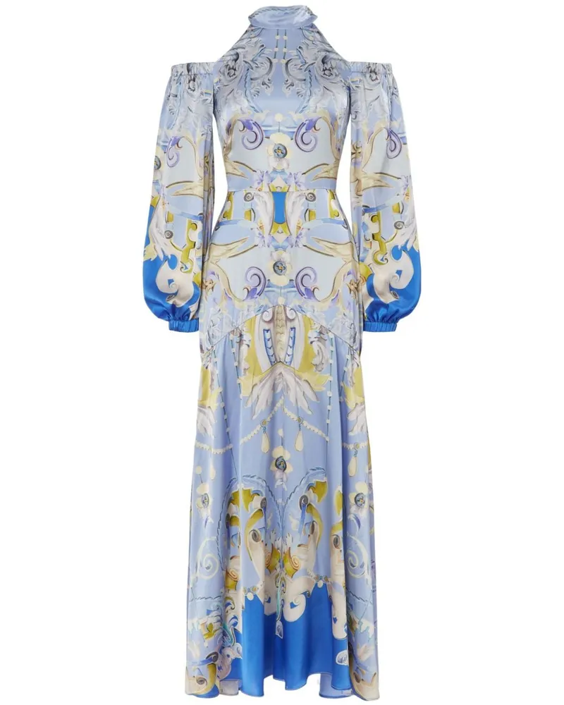 Temperley London Schulterfreies Kleid mit Carline-Print - Blau Blau