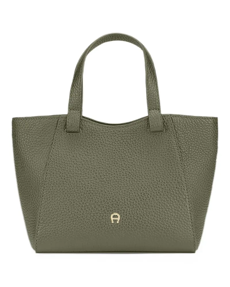 Aigner S Pura grained leather tote bag - Grün Grün