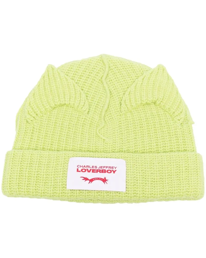 Charles Jeffrey Loverboy Gestrickte Beanie mit Ohren - Grün Grün