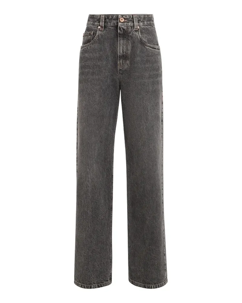 Brunello Cucinelli Lockere Contemporary-Jeans aus authentischem Denim mit Monili-Verzierung - Grau Grau
