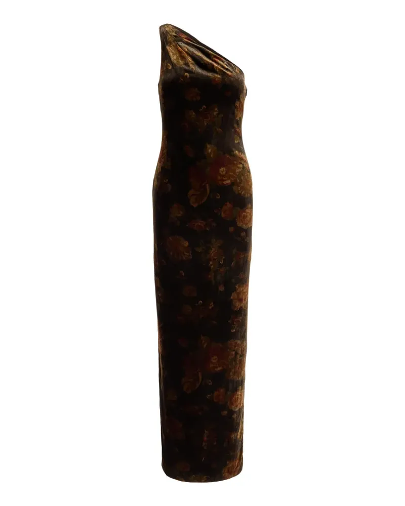 Ralph Lauren One-Shoulder-Maxikleid mit Blumenprint - Braun Braun