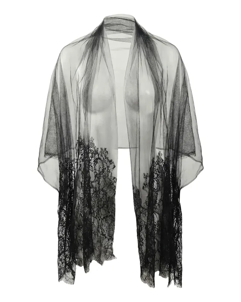 Valentino Garavani lace-trim tulle scarf - Schwarz Schwarz